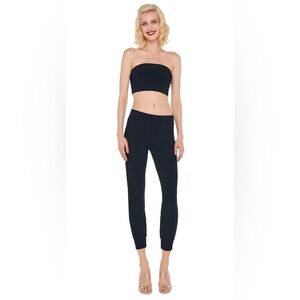 Norma Kamali Black Jogger Pants Stretch Pull-On Size S